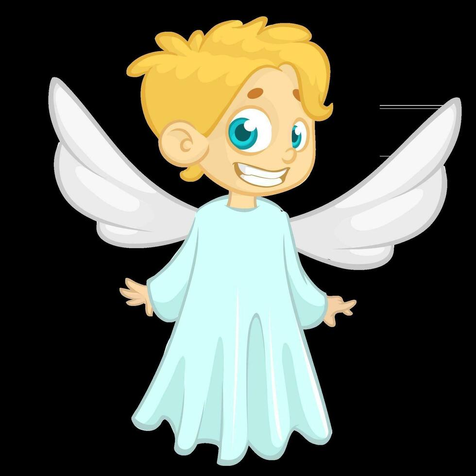 dibujos animados ilustración de Navidad ángel con nimbo y alas vector
