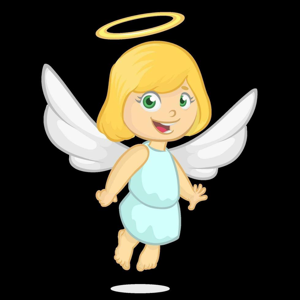 Cartoon cute Christmas angel. Vector illustration