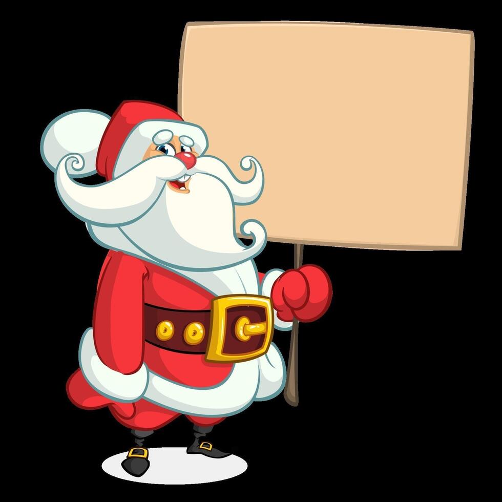 Cartoon Santa Claus with blank sign vector