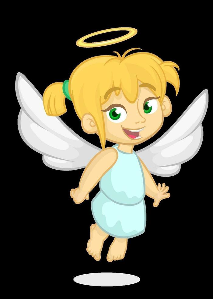 Cartoon cute Christmas angel. Vector illustration