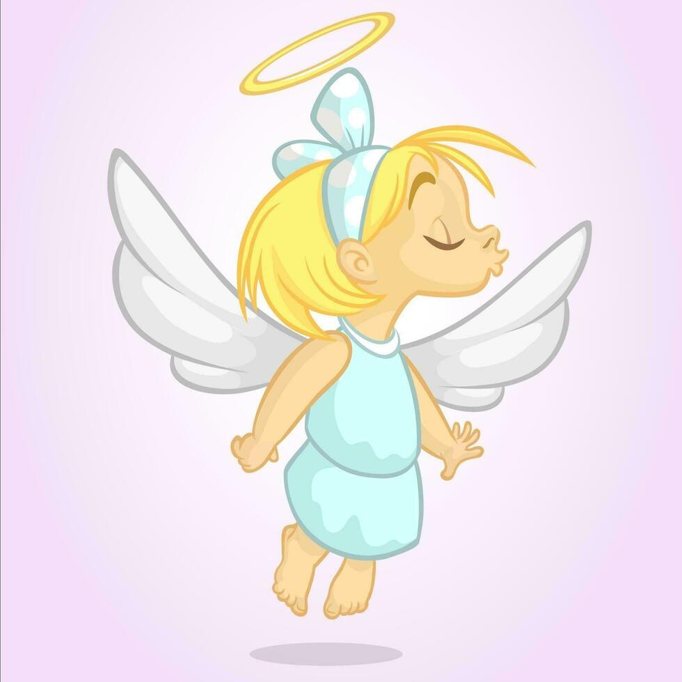 Cartoon cute Christmas angel. Vector illustration