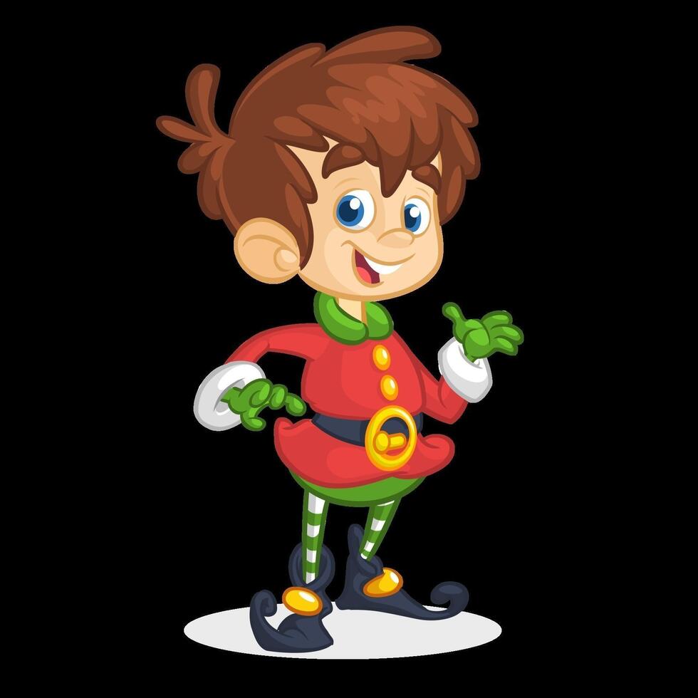 Cheerful elf character in red costume vector