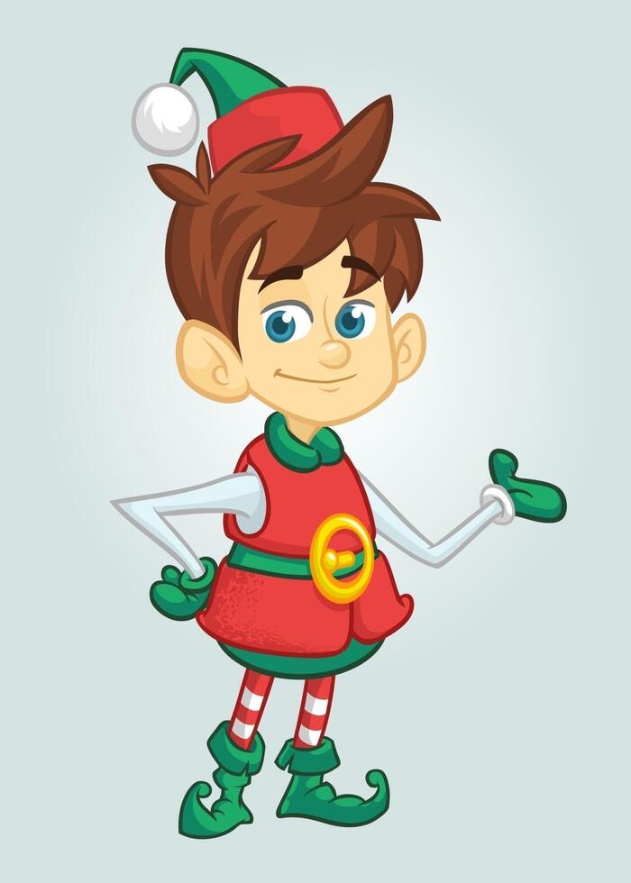 Cartoon elf character with a festive outfit vector