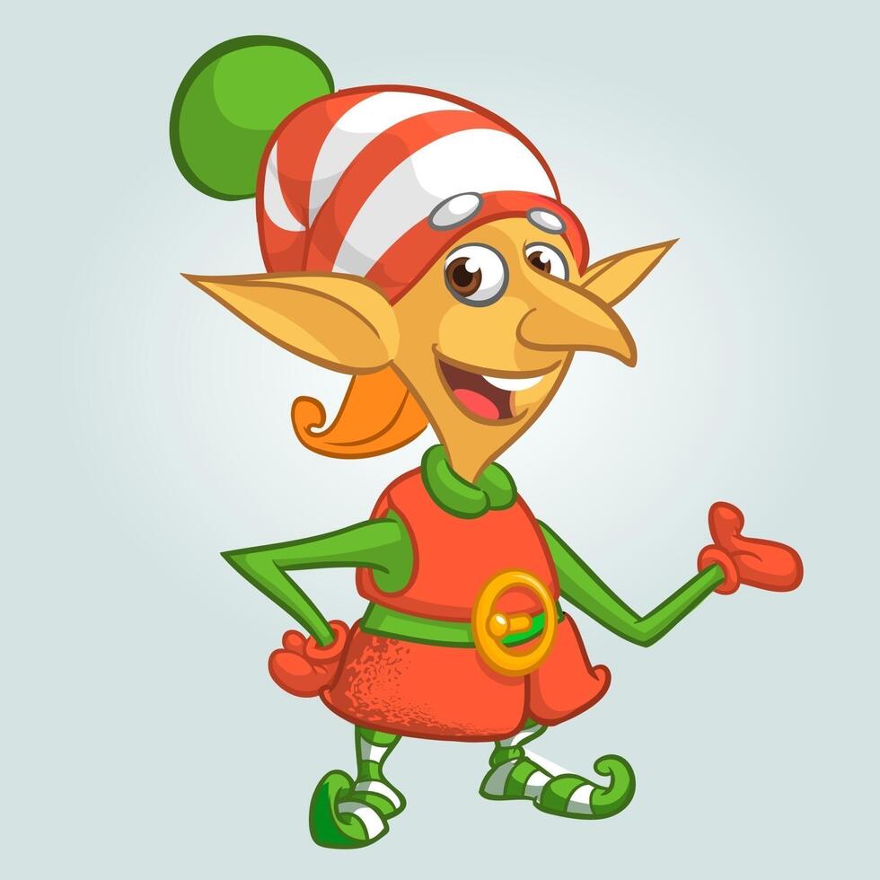 Cartoon elf character with colorful outfit vector