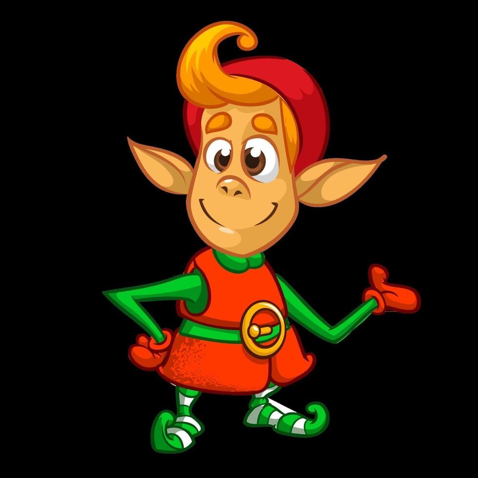 Cartoon elf character with a smile vector