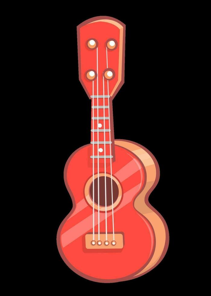 Cartoon Vector Illustration of Acoustic Guitar or ukulele. Cartoon clip art. Musical instrument icon