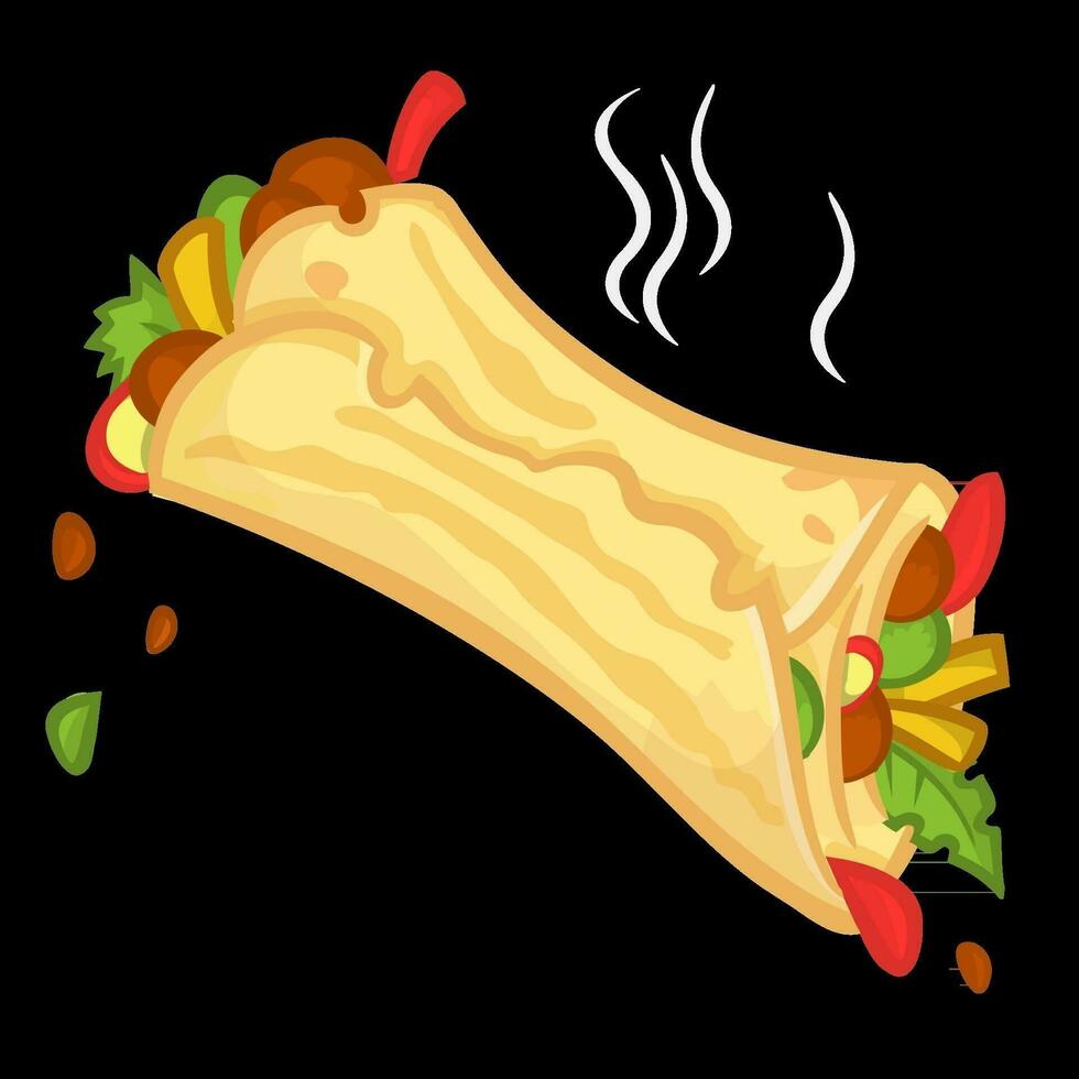 Cartoon falafel icon.  Vector illustration of falafel roll. Isolated