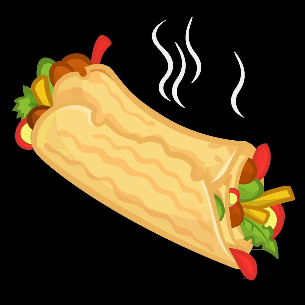 Cartoon falafel icon.  Vector illustration of falafel roll. Isolated