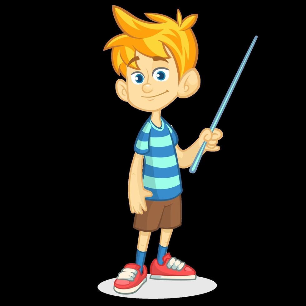 Cartoon boy holding a pointer stick vector