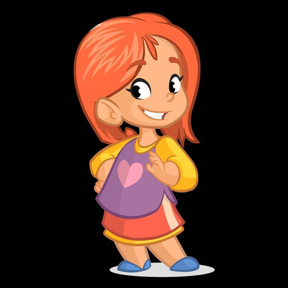 Cartoon girl with orange hair vector