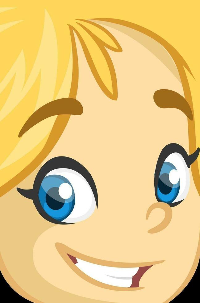 Cartoon cute blond girl face avatar. Vector girl illustration isolated