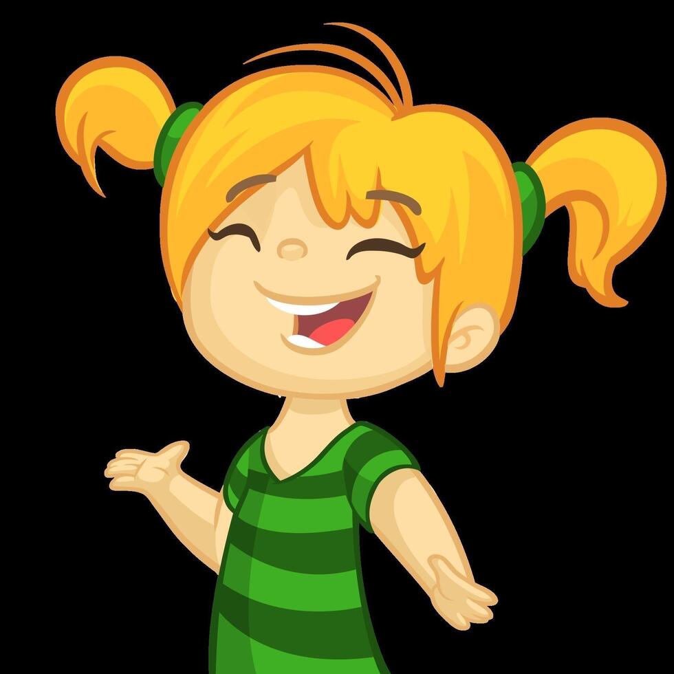 Cheerful girl with pigtails in green stripes vector
