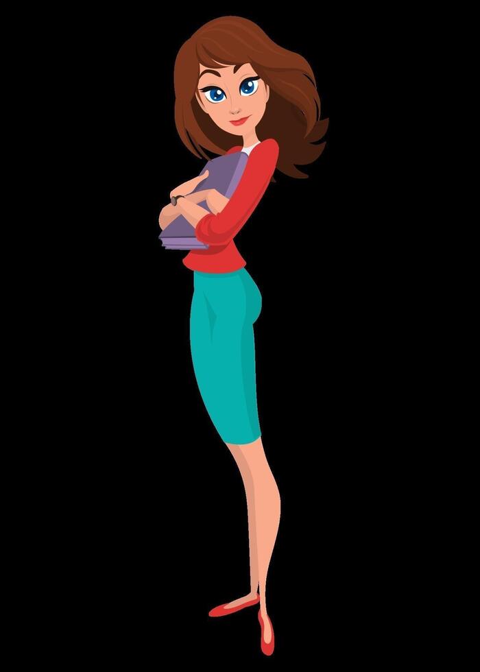Animated character with books vector