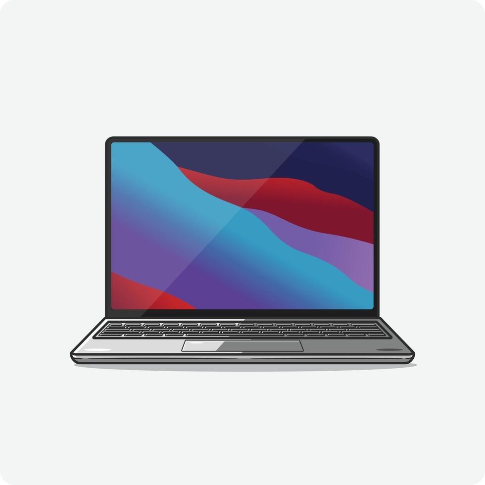 Stylish laptop with colorful screen vector