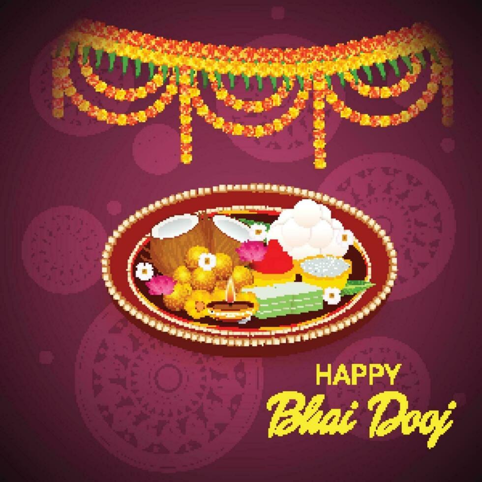 Vector illustration of a Background for indian festival of Happy Bhai Dooj Celebration.