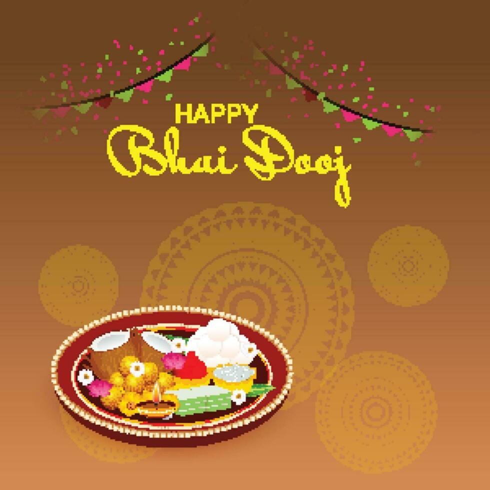 Vector illustration of a Background for indian festival of Happy Bhai Dooj Celebration.