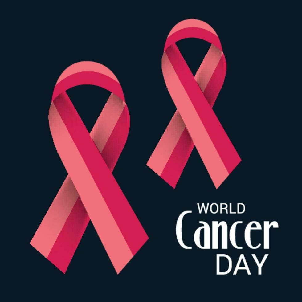 Vector illustration of a Background for World Cancer Day February 4. Colorful Awareness Ribbons blue, red, green, pink and yellow Color for Supporting People Living and illness