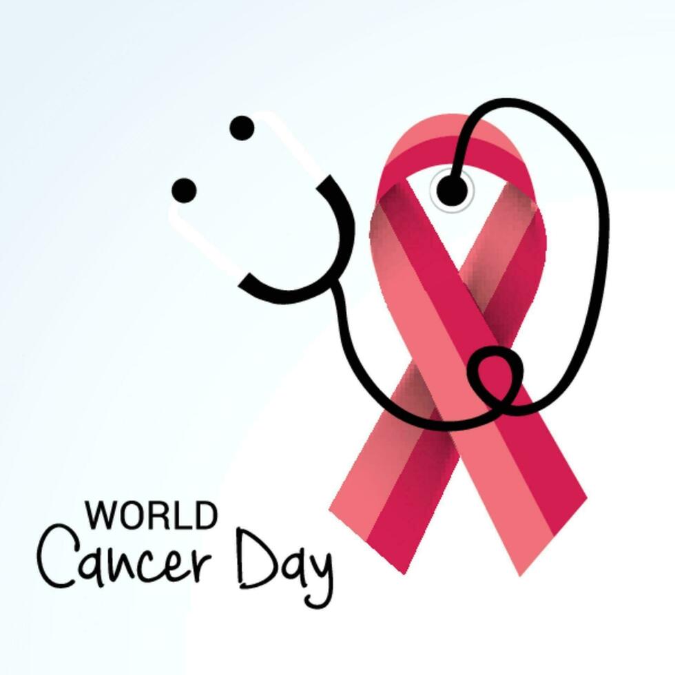 Vector illustration of a Background for World Cancer Day February 4. Colorful Awareness Ribbons blue, red, green, pink and yellow Color for Supporting People Living and illness