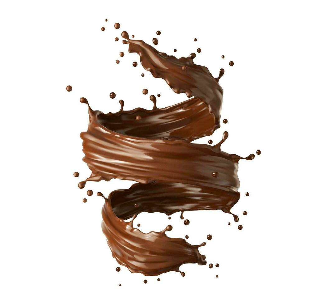 Chocolate milk twister, whirlwind, tornado splash vector