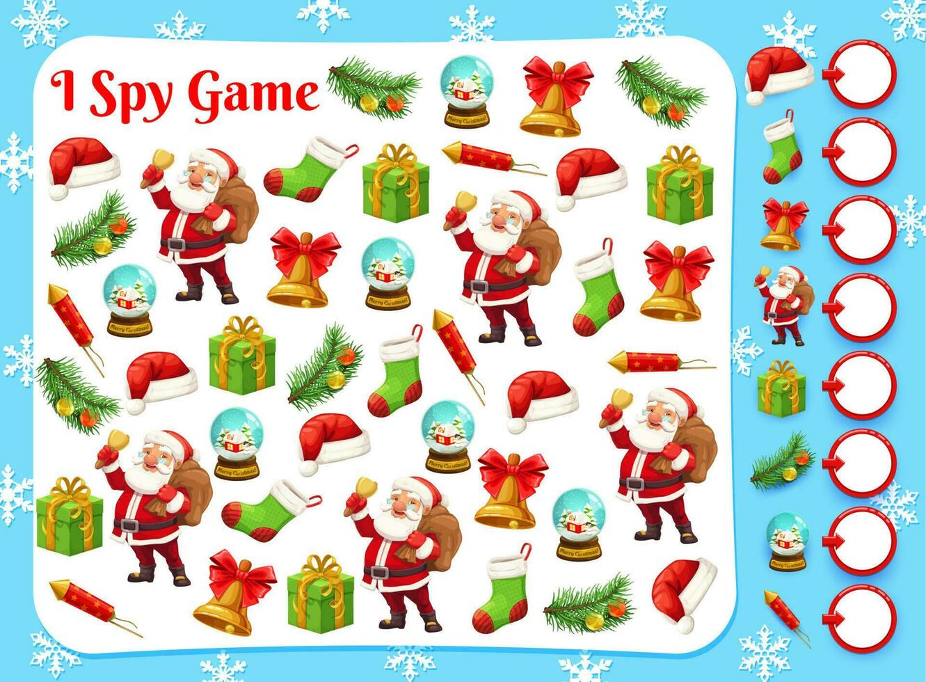 Christmas game of I spy, find and count puzzle vector