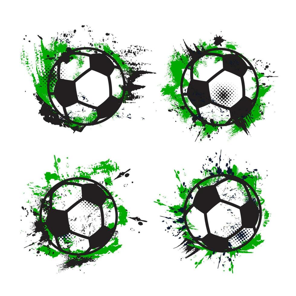 Soccer or football sport balls, grunge banners vector