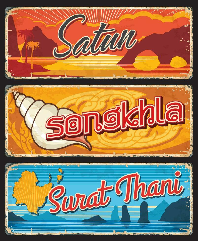 surat que yo, canciónkhla, satun Tailandia provincias vector