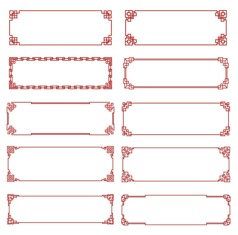 Red knot asian frames and ornamental borders vector