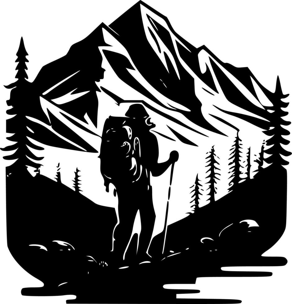 Hiking - Minimalist and Flat Logo - Vector illustration