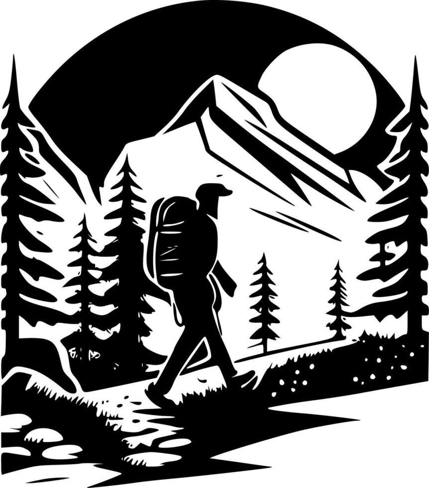 Hiking - Minimalist and Flat Logo - Vector illustration