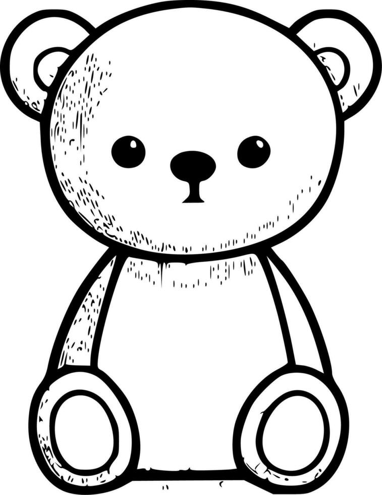 Teddy Bear, Black and White Vector illustration