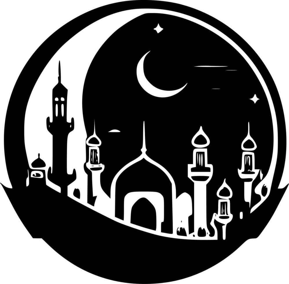 Ramadan - Black and White Isolated Icon - Vector illustration