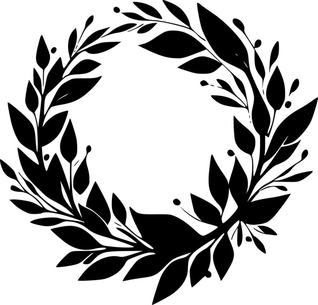 Wreath, Black and White Vector illustration