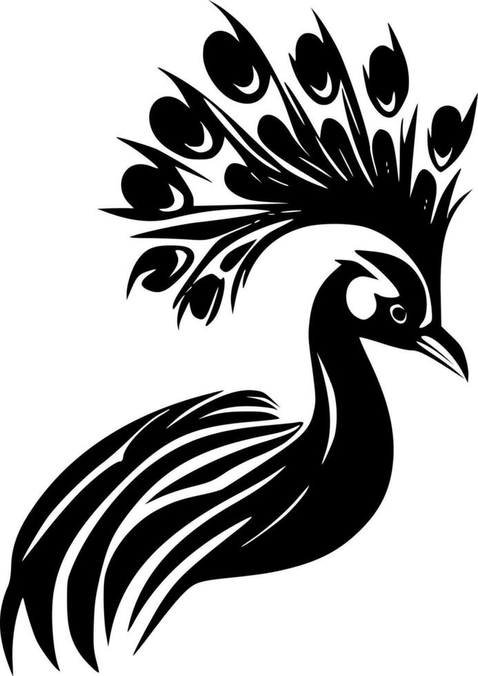 Peacock - Black and White Isolated Icon - Vector illustration