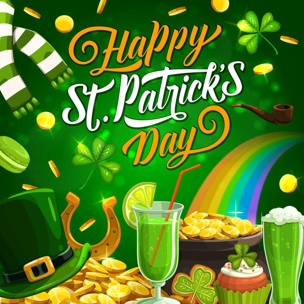 Happy Patricks day, Irish green beer, shamrock vector