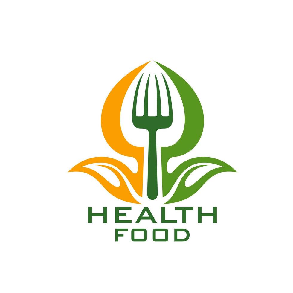 Healthy food icon with leaf vegetable and fork vector