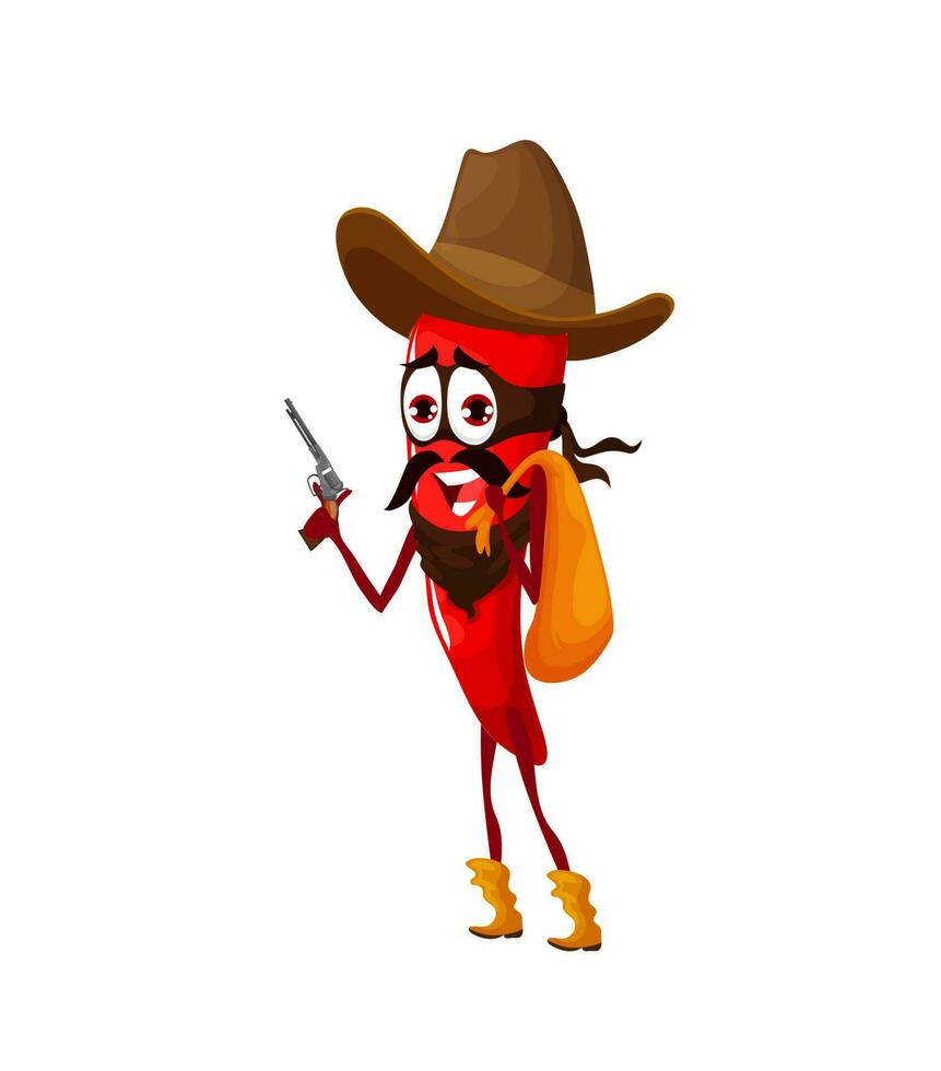 Cartoon chili pepper gangster or bandit character vector