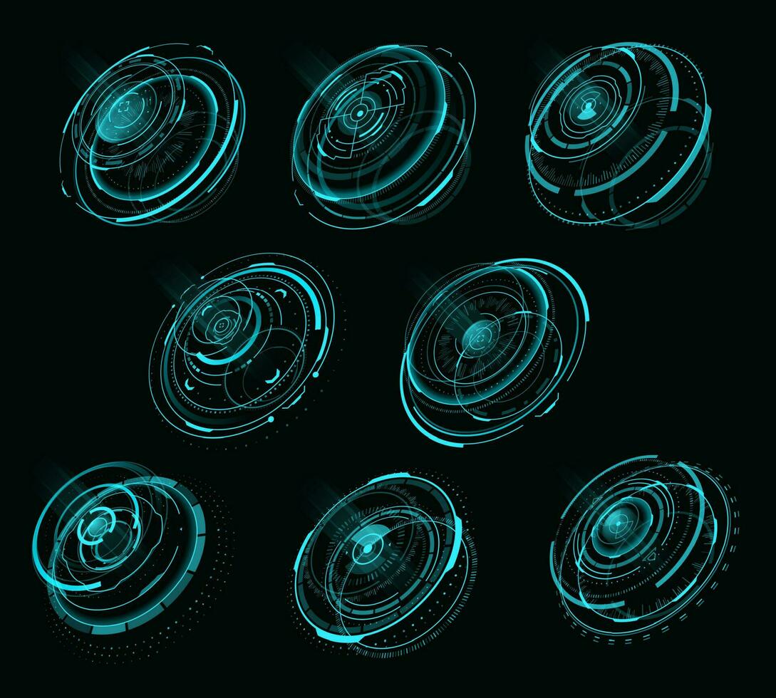 HUD futuristic circular screen panel web interface vector