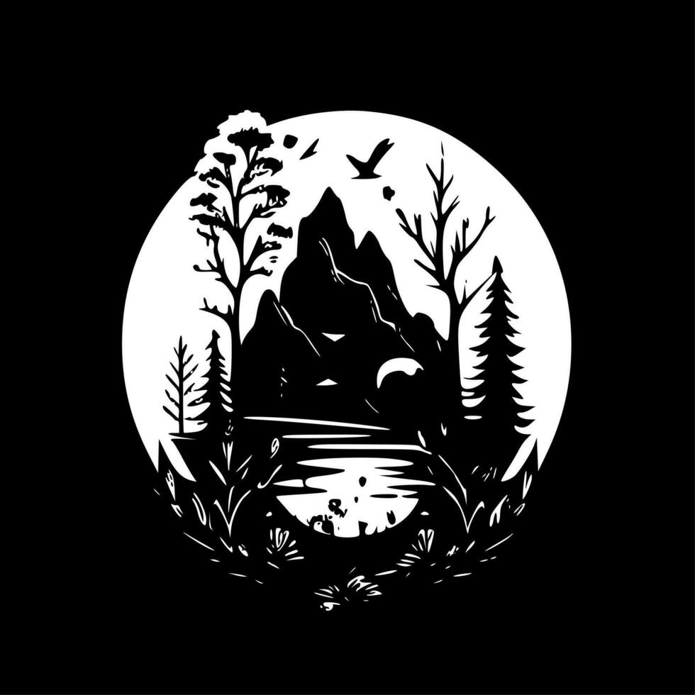 Nature - Black and White Isolated Icon - Vector illustration 23541907