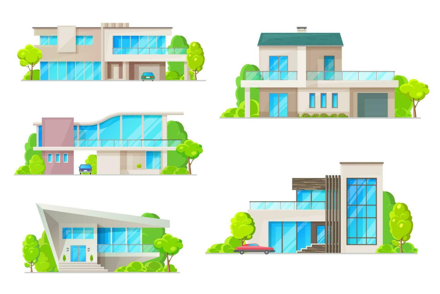 Real estate house or home building isolated icons vector