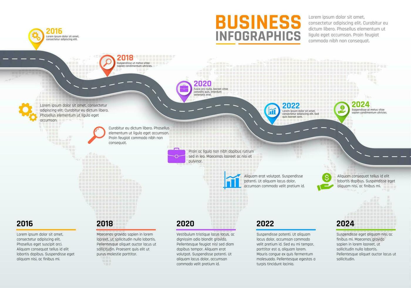 negocio infografía, etapas de la carretera vector