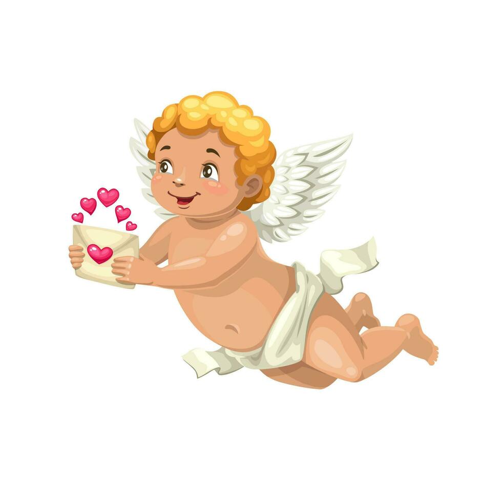 Cupid with love letter, angel of Valentines Day vector