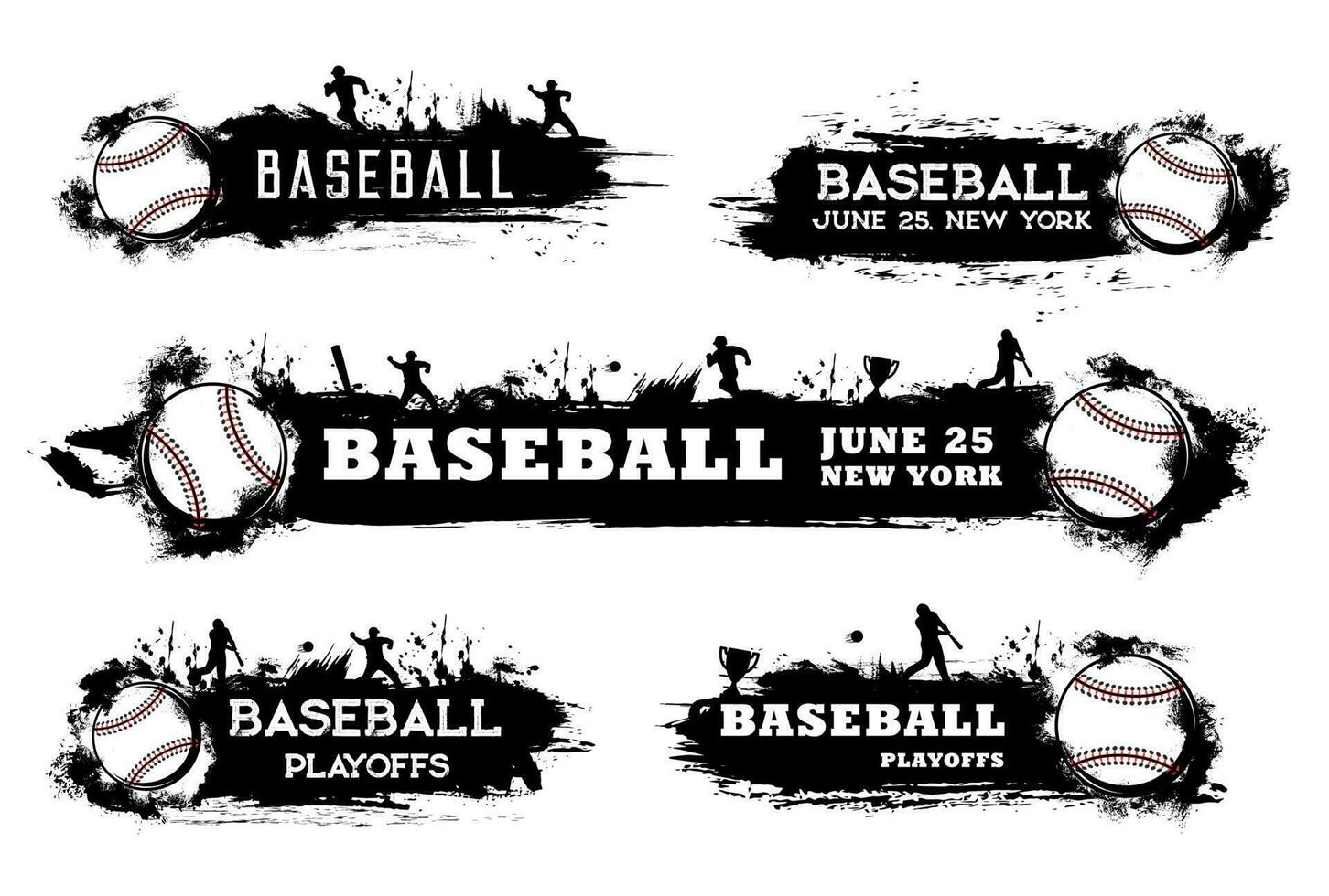 Baseball playoff banner, softball sport tournament vector