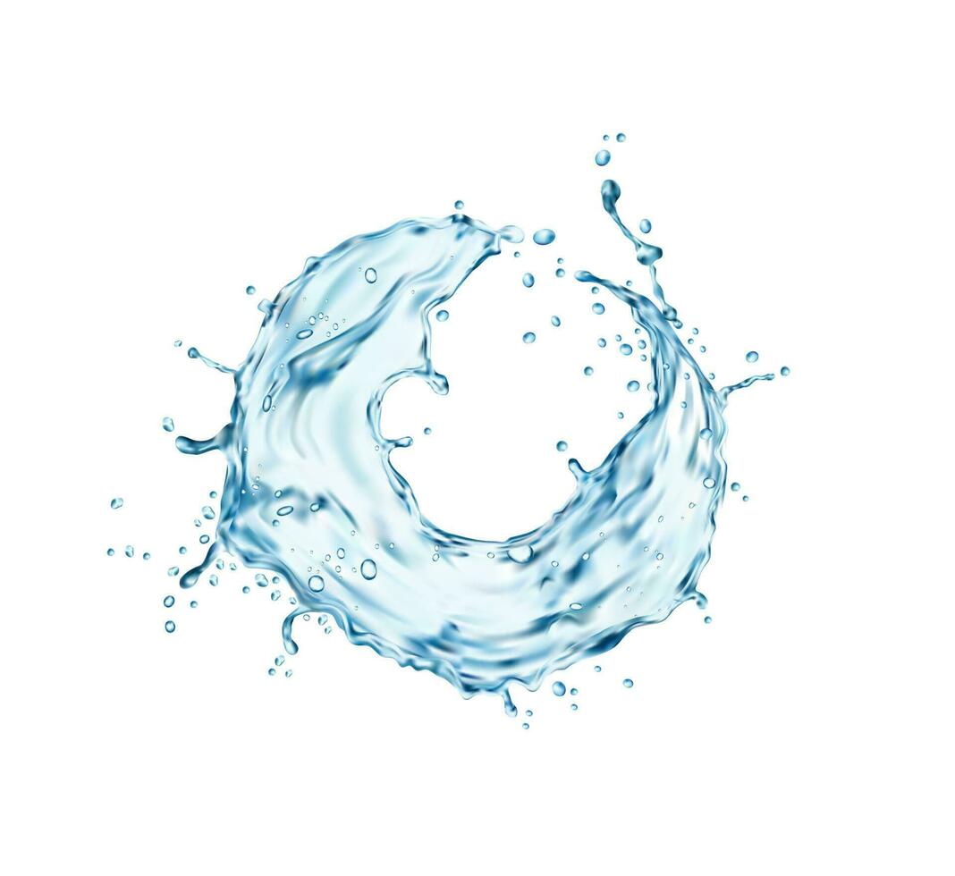 Transparent blue water twister with swirl splash vector