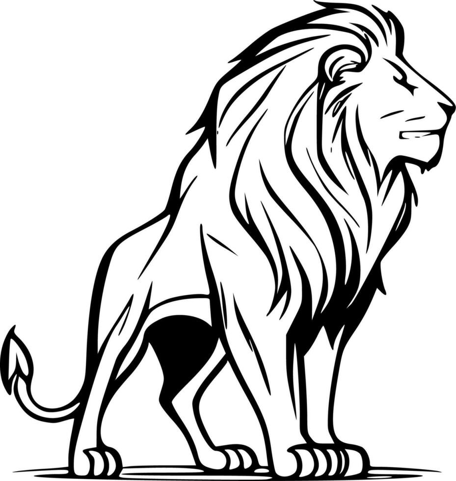 Lion, Black and White Vector illustration