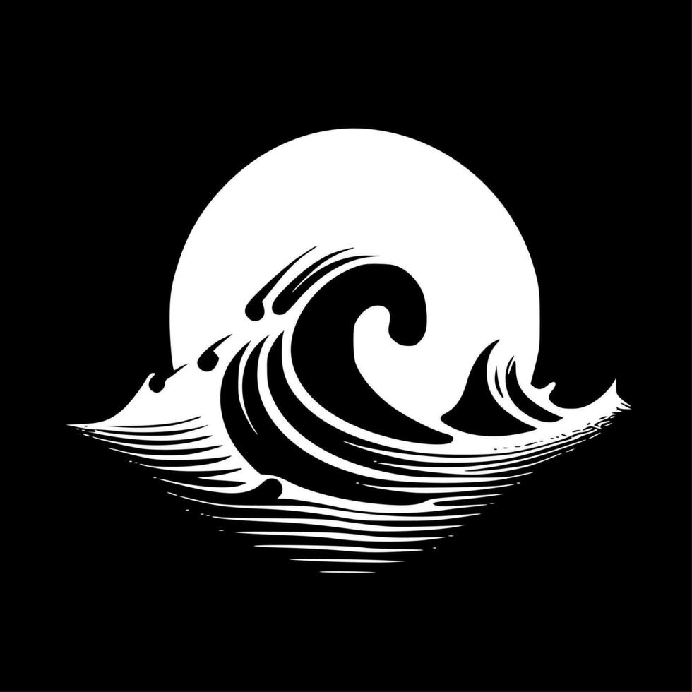 Waves - Black and White Isolated Icon - Vector illustration