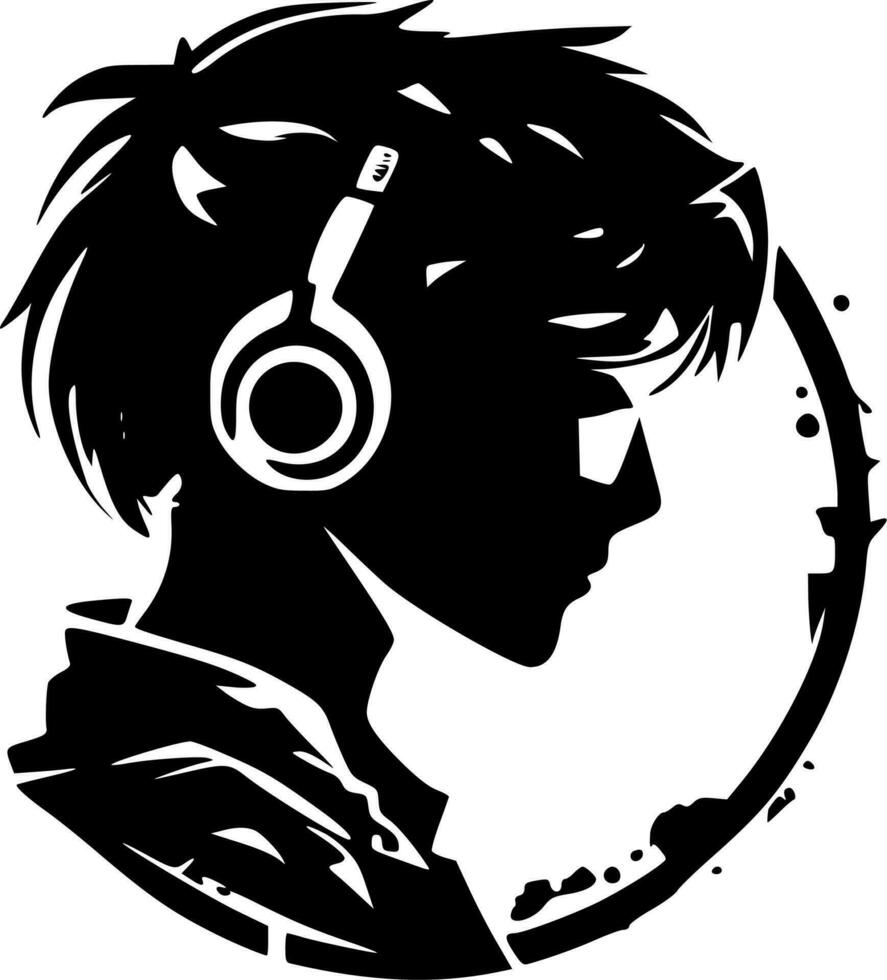 Gamer, Minimalist and Simple Silhouette - Vector illustration