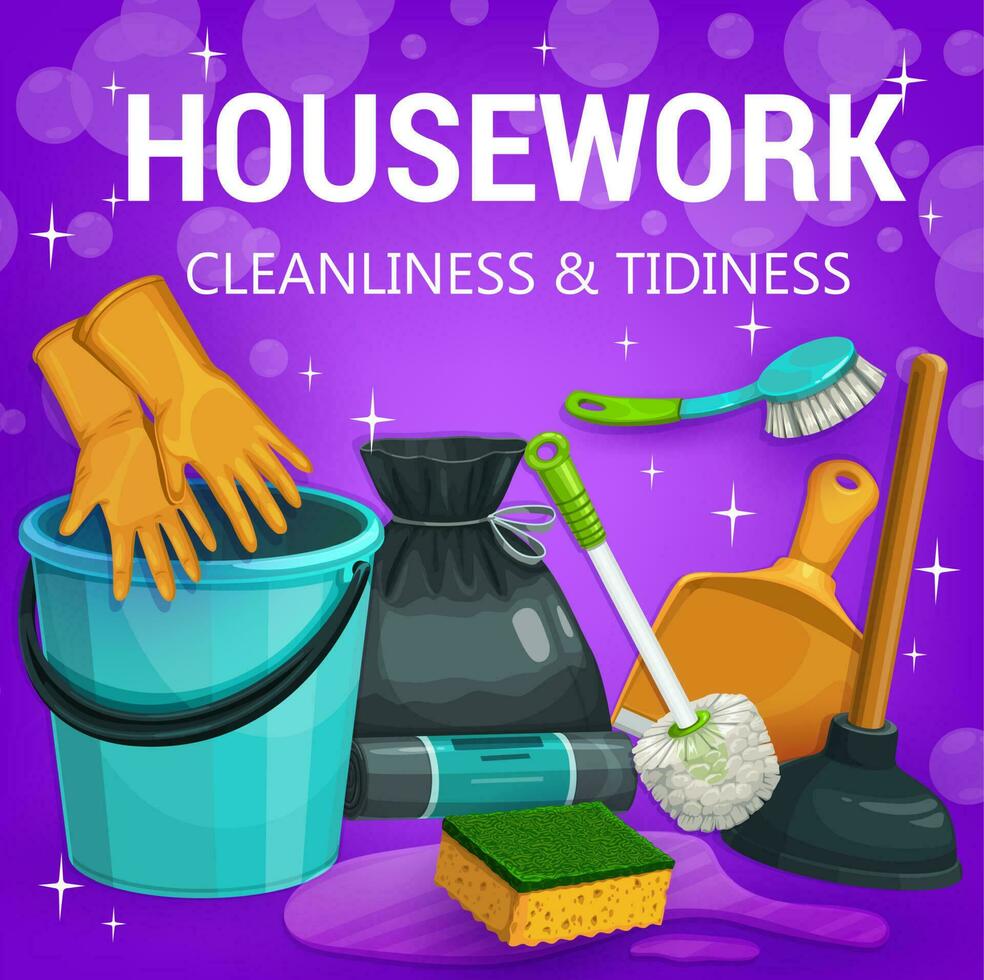 Housework tools for home cleaning 23542089 Vector Art at Vecteezy