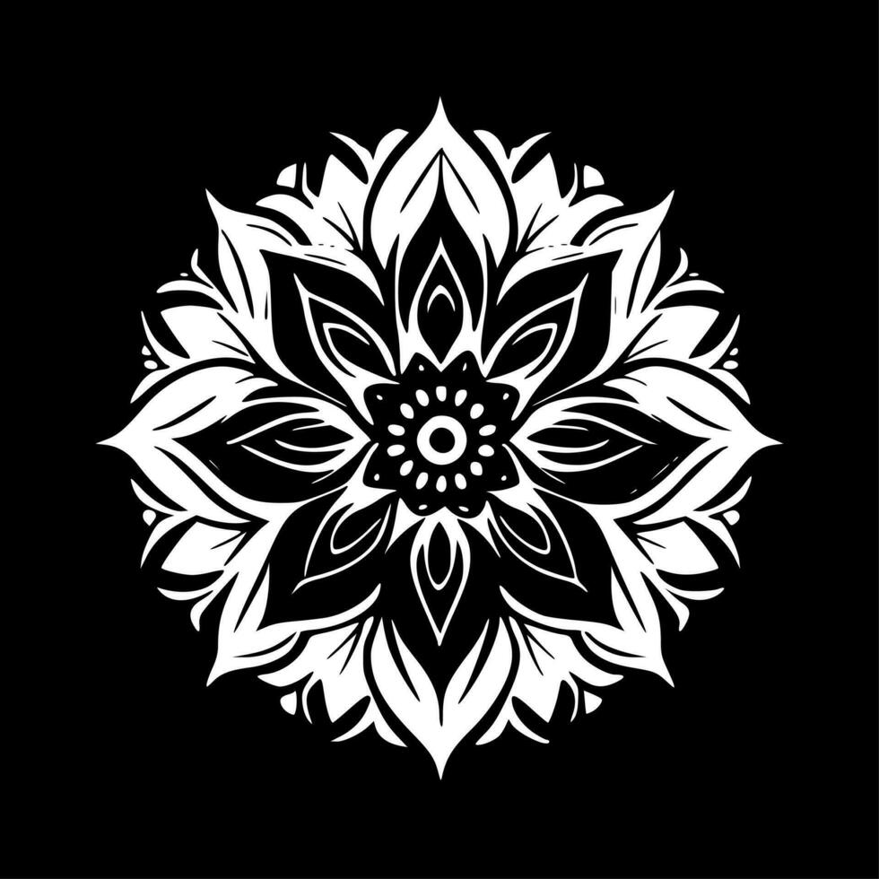 Mandala - Black and White Isolated Icon - Vector illustration