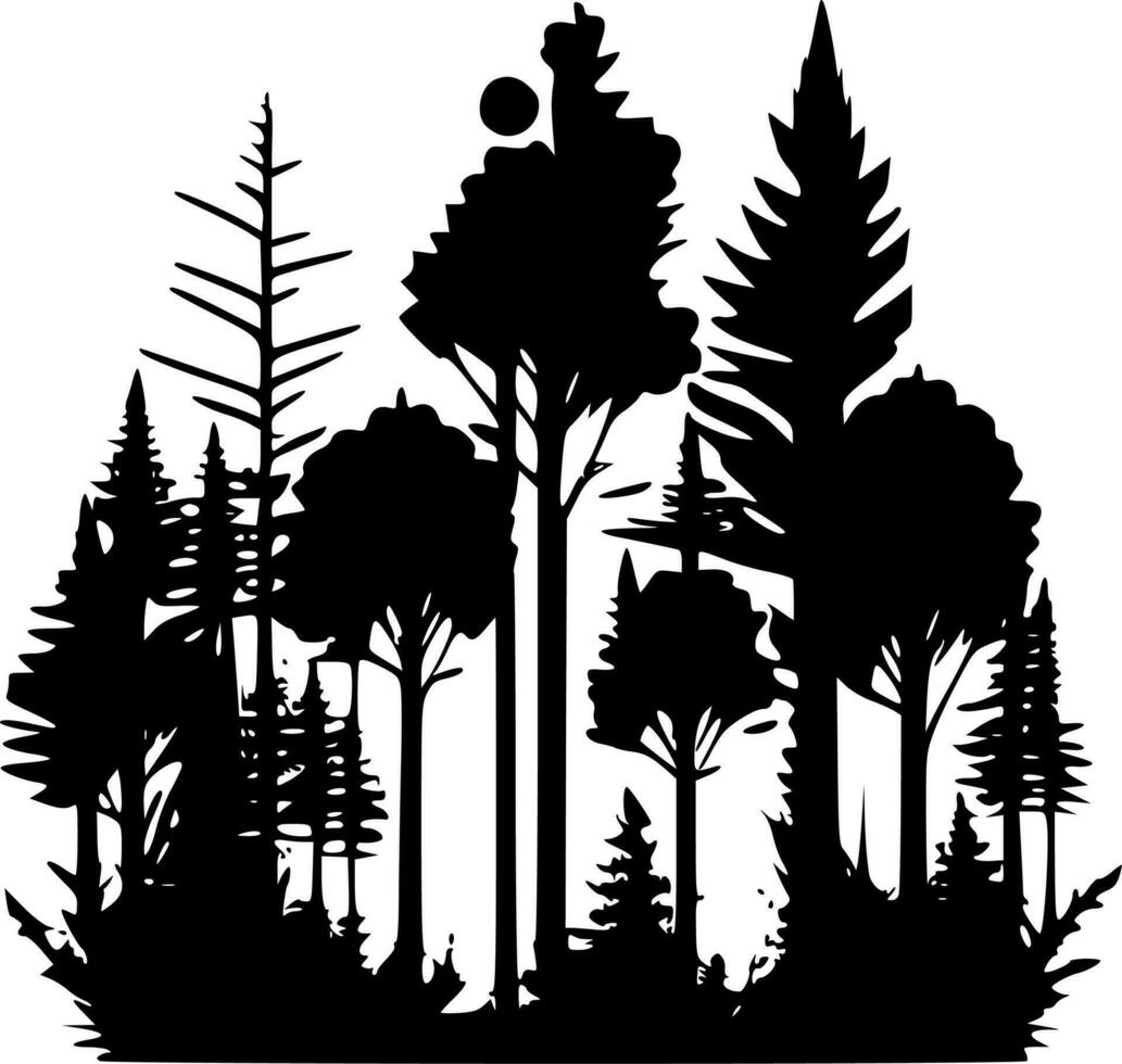 bosque, negro y blanco vector