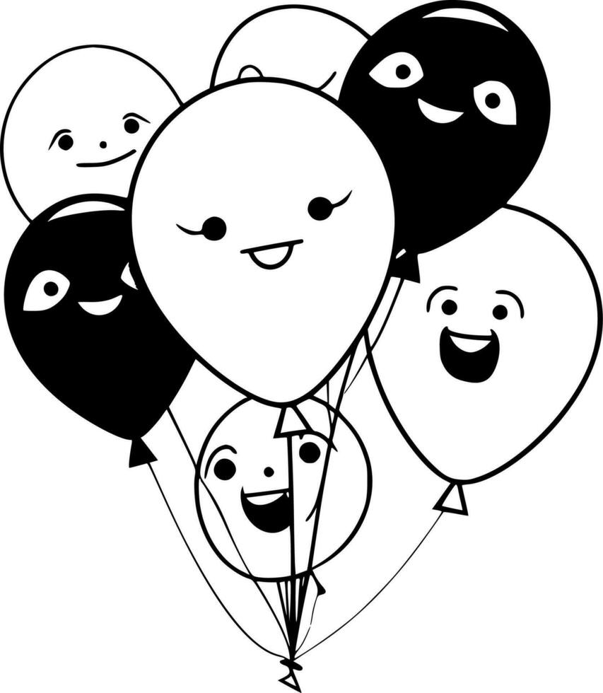 Balloons, Minimalist and Simple Silhouette - Vector illustration